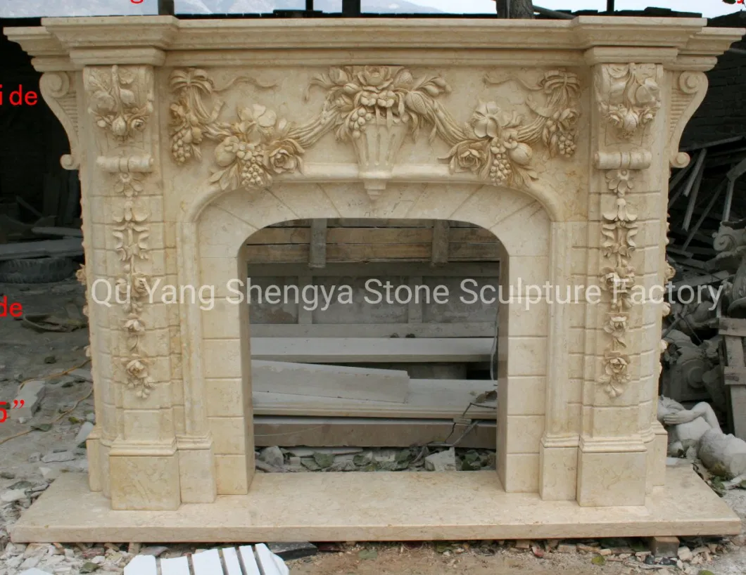 Beige Sculpture Marble Fireplace Surround Mantel (SY-MF037)