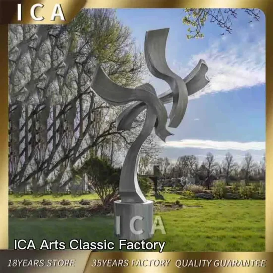Escultura circular de aço inoxidável polido de alta qualidade com decoração externa moderna